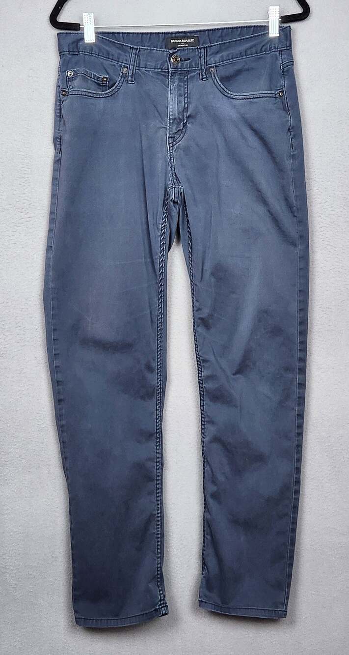 BANANA REPUBLIC Pants Mens 30x32 Blue Berry Sueded Straight 5 Pocket Twill Chino